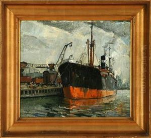 Harbour Scene From Copenhagen by Victor Qvistorff