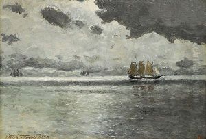 Segler Im Abendlicht by Victor Qvistorff