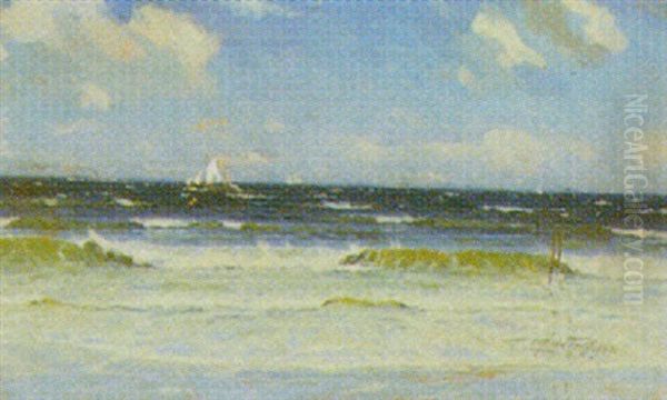 Marine Med Skibe Pa Havet, Set Fra Hundested Strand - view 1
