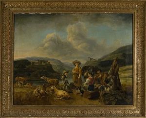 Rastande Herdar I Bergslandskap by Carl Axel Raab