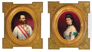 Kaiser Franz Joseph I. Und Kaiserin Elisabeth, Der Kaiser In Feldmarschallsuniform Mit Ordensschmuck, Die Kaiserin Mit Diadem Und Blumen (2 Works) Kaiser Franz Joseph I. Und Kaiserin Elisabeth, Der Kaiser In Feldmarschallsuniform Mit Ordensschmuck, Die Kaiserin Mit Diadem Und Blumen (2 Works)