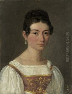 Bildnis Der Auguste Hallwachs Im Bestickten Mieder Und Weiser Bluse
