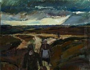 Figures On A Country Road by Erik Raadal