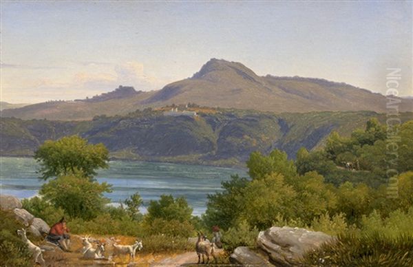 Ansicht Des Monte Cavo Mit Dem Kloster Santa Maria Di Palazzolo Am Albaner See - view 1