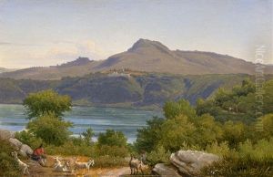 Ansicht Des Monte Cavo Mit Dem Kloster Santa Maria Di Palazzolo Am Albaner See by Peter Johann Raadsig