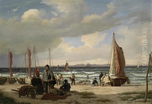Fisherfolk On A Beach - view 1