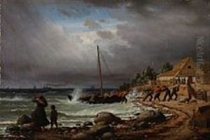 The Fishing Boat Is Drawns Ashore The Fishing Boat Is Drawns Ashore