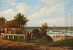 A Fisheman's Family Overlooking The Fishermen's Preparations At The Beach