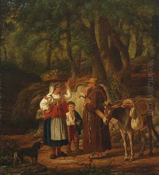 Italian Woman On A Forest Road - view 1