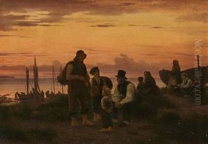 The Fishermen Of Hornbaek Gathering In The Evening After A Workday