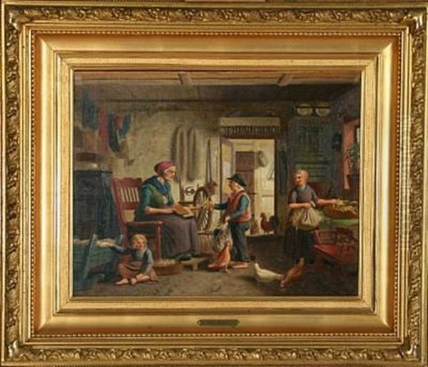 Country Interior With Grandmother Carding Wool - view 1