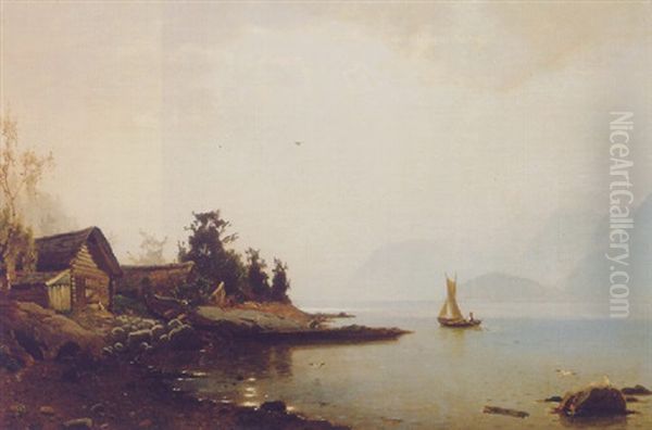 A Small Boat In A Lake Landscape - view 1