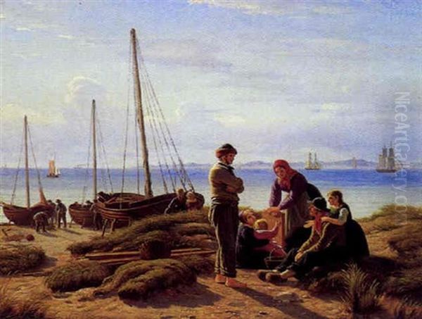 Fiskerfamilie Pa Stranden - view 1