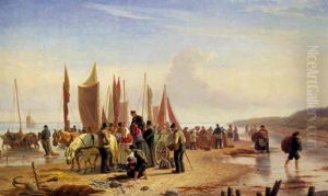 Fiskere Fra Hornbaek, Som Ere Komne Hjem Fra Sildefiskerie by Peter Johann Raadsig