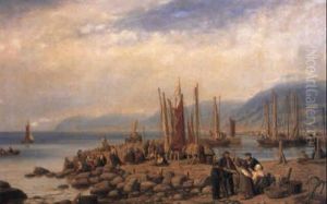 Havnen Ved M+lle-leje Ved Kullen by Peter Johann Raadsig