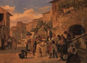 Scene Fra Det Daglige Liv Pa Et Af Roms Torve by Peter Johann Raadsig