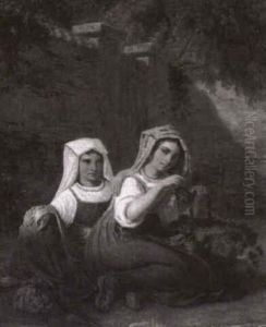 To Italienske Piger Med En Kurvfuld Druer To Italienske Piger Med En Kurvfuld Druer