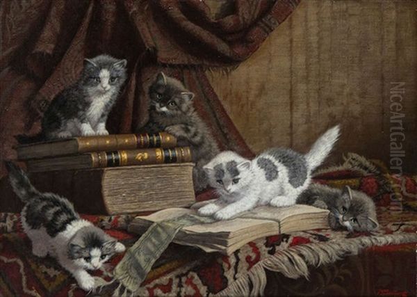 Vijftal Poesjes Bij Boeken - view 1