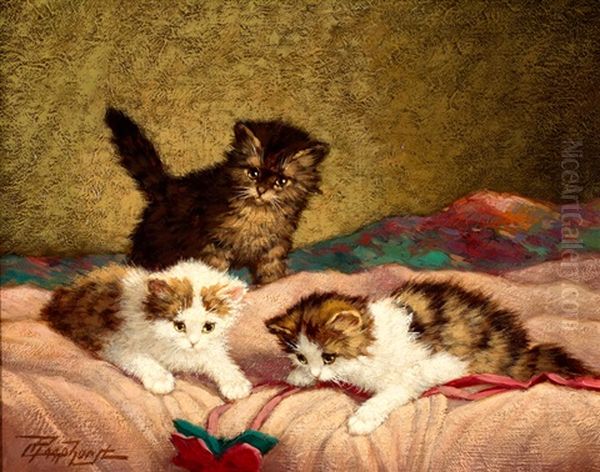 Drie Kittens Met Een Bloemenlint - view 1