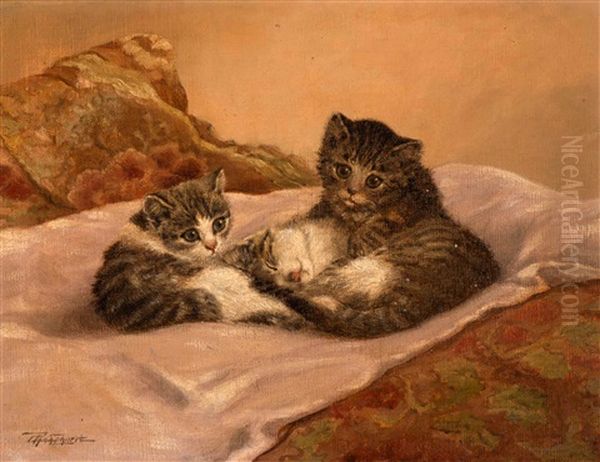 Three Caressing Kittens - view 1