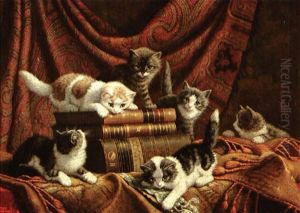 Chatons Jouant Avec Des Livres by Cornelis Raaphorst