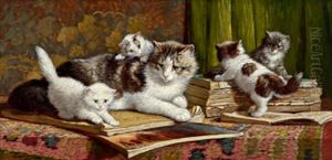 Die Stolze Katzenmutter by Cornelis Raaphorst