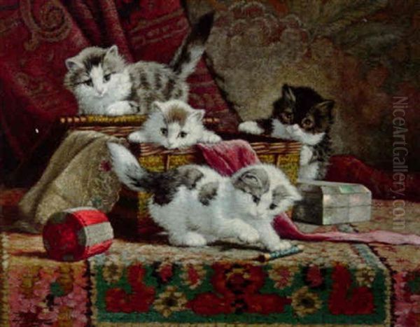 Kittens Playing With A Sewing Kit - view 1