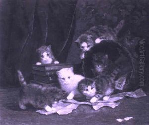 Seven Kittens Playing by Cornelis Raaphorst