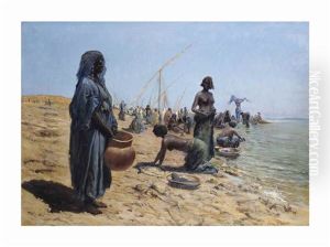 Grosse Wasche Bei Omdurman: Women Washing Along The River Nile, Sudan Grosse Wasche Bei Omdurman: Women Washing Along The River Nile, Sudan