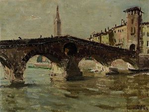 Die Ponte Pietra In Verona by Max Friedrich Rabes