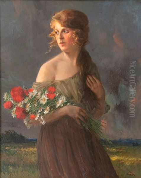 Feldblumen (junge Frau Mit Feldblumenstraus) - view 1