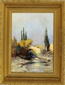 Kamelkaravane Uberquert Einen Fluss Kamelkaravane Uberquert Einen Fluss