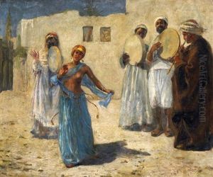 Orientalische Musiker Mit Einer Tanzerin by Max Friedrich Rabes