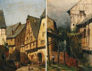 Berlin, Personnages Dans Une Ruelle (+ Le Moulin A Eau; Pair)