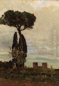 Italienische Landschaft An Der Via Appia by Max Friedrich Rabes