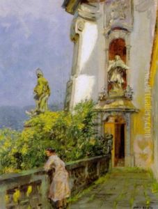 Blick Von Der Klosterkirche In Durnstein An Der Donau by Max Friedrich Rabes