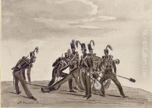 A Team Of Artillierymen Preparing A Field Gun