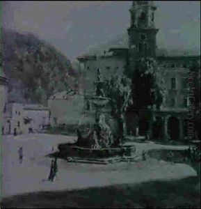 Ansicht Vom Residenzplatz In Salzburg by Max Friedrich Rabes