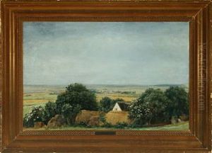 Landscape With View Over Fields And Town by Niels Groenbek Rademacher