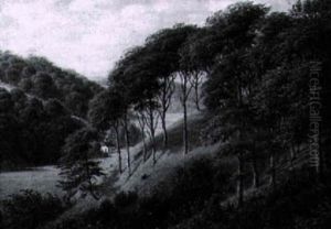 A Hilly Wooded Landscape by Niels Groenbek Rademacher