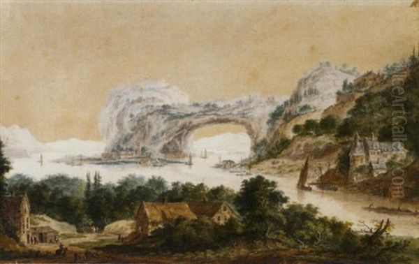 An Estuary With A Rocky Arch In The Background - view 1