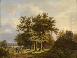 Hollandische Sommerlandschaft Mit Landvolk Und Burgruine Hollandische Sommerlandschaft Mit Landvolk Und Burgruine