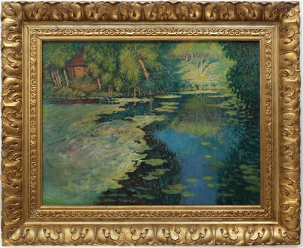 Bay With A Red House (monet's Garden In Giverny?) - view 1