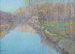 River Landscape With Cottages by Vaclav Radimsky