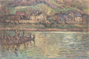 A Riverside Village by Wenzel Radimsky