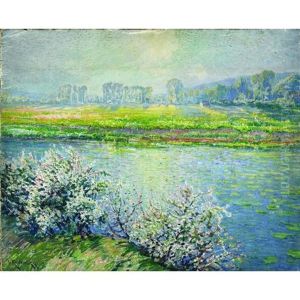 A River Landscape In Spring by Wenzel Radimsky