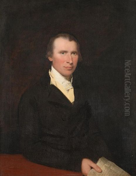 Portrait Of A Gentleman, Half Length Holding A Document - view 1