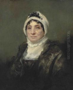 Portrait Of A Lady, Traditionally Identified As Mrs. Balfour, Half-length, In A Black Dress With A White Bonnet