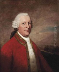 Portrait Of A Gentleman, Traditionally Identified As James Sinclair Lockhart, Half-length, In A White Waistcoat And Red Coat Trimmed With Gold...