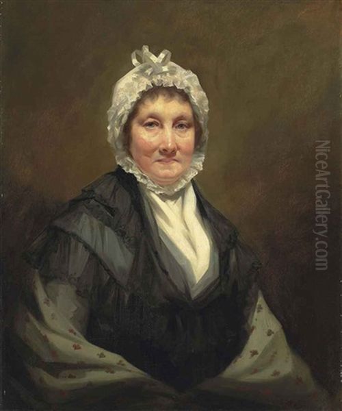 Portrait Of The Hon. Mrs. King, Of Dunira, Half-length, In A Black Dress And A Grey Shawl, With A White Bonnet - view 1